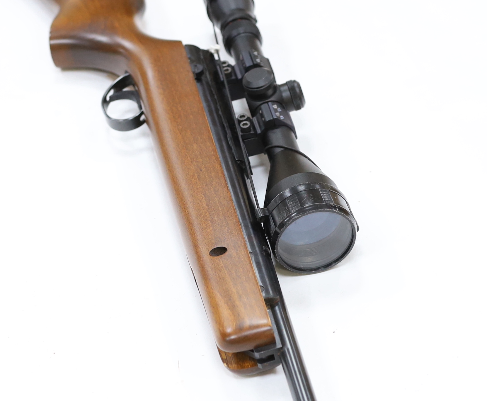 A BSA .22 break action air rifle, fitted with a Simmons sight, together with a wool lined case